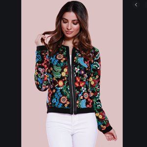Dolce Cabo Frida Embroidered Floral Bomber Jacket